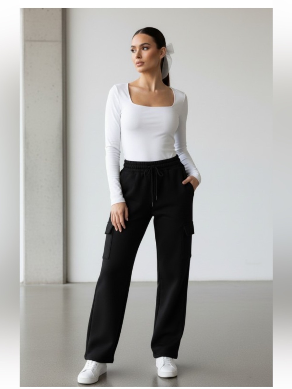 NWT BLACK FLEECE LINED THICK STRETCHY CARGO PANTS